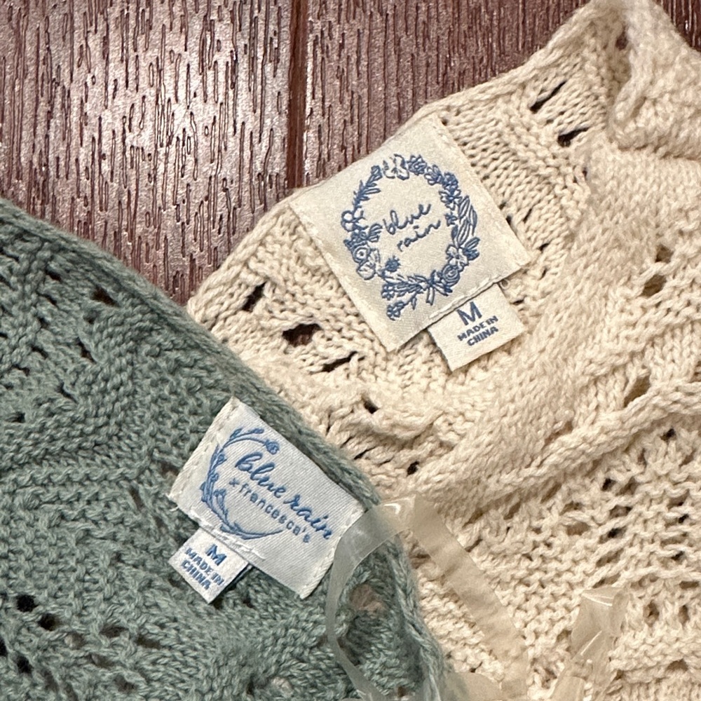 Blue Rain Cream and Teal Knit Tops - Picture 2 of 6